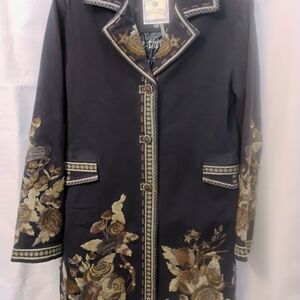 Paparazzi Black Floral Embroidered Trench Coat